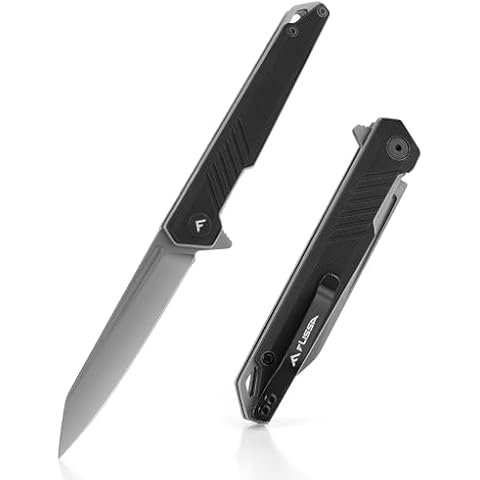 FLISSA Folding Knife, Pocket Knife with D2 Steel Blade, G10 Handle, Pocket Clip, Lightweight Tactical Knife for Camping, Hiking, Hunting, EDC, Daily Use, Outdoor Activities(Black) Cover