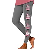 KBOPLEMQ Leggings navideños para mujer, de cintura alta, pantalones de yoga con diseño navideño, ajustados, pantalones de deporte, opacos, térmicos, mallas térmicas, O gris., M