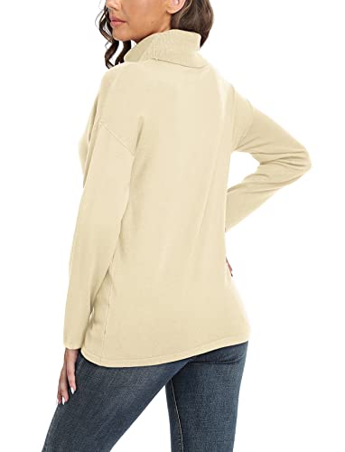Viishow Womens Premium Long Sleeve Turtleneck Lightweight Pullover Top Sweater Classic Sweater Knit Jumper,Apricot,Small #TOP4