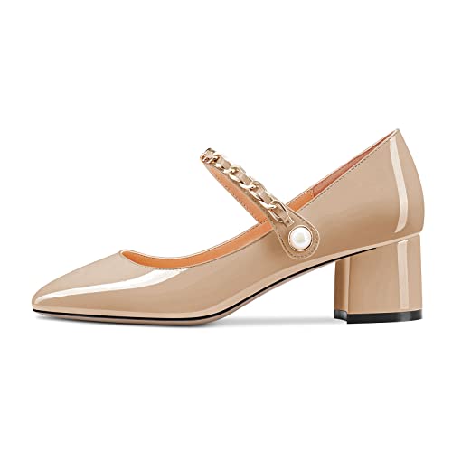 Saekcted Women Chunky Block Low Heel Square Toe Mary Jane Pumps Slip-on Classic Dress Wedding 2.0 Inches Heels Shoes2