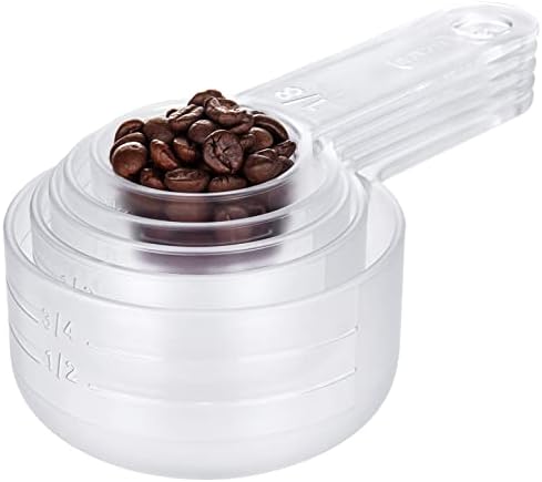 Plastic Clear Measuring Cups Set: U-Taste 5 Pieces Transparent Visual Tritan Nesting Food Measure Cups with Large Engraved Measurements and Snap-Nest Buttons for Dry Liquid Ingredients Baking Cooking