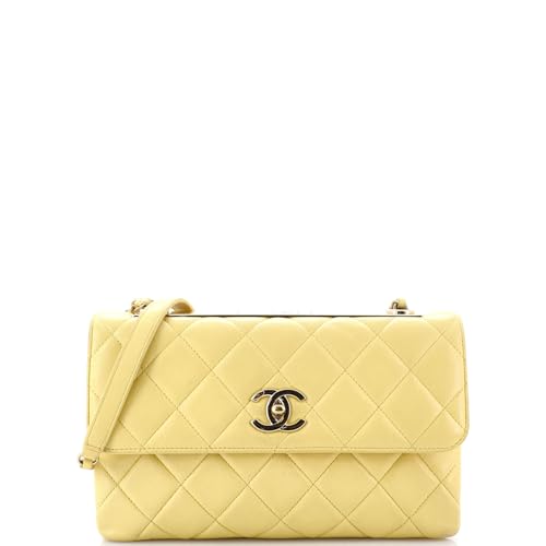 Pre-Loved Trendy CC Flap Bag Quilted Lambskin Medium, Yellow