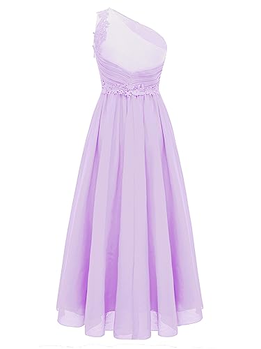 One Shoulder Junior Ruched Chiffon Bridesmaid Maxi Dress Flower Girl Dress for Wedding Party Gowns2