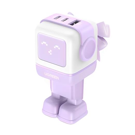 UGREEN Nexode RG RobotGaN 65W Chargeur USB C Rapide 3 Ports GaNFast Prise Secteur USB C Compatible avec iPhone 15 Plus Pro Max 14 13 12 Galaxy S24 Ultra Plus Pixel MacBook Pro Air iPad (Violet)