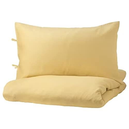 Ikea PUDERVIVA Duvet Cover and 2 Pillowcases Set, Light Yellow, 240x220/50x80 cm, 100% Linen-image-25