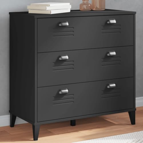 Vetnasa Cajonera VIKEN Madera de ingeniería Negra Mobiliario, Armarios y Almacenamiento, Taquillas y armarios de Almacenamiento Negro 25,92 KG