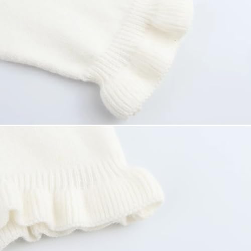 Image of FindThy Women's Cropped Cardigan Sweater Trendy Crewneck Ruffle Long Sleeve Button Down Knitwear Tops