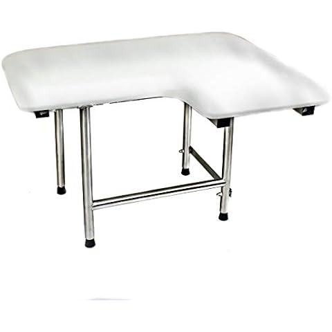 CSI Bathware ADA Bathroom Shower Bath Seat, Folding, Wall-Mounted, Rectangular, Left Hand, Padded Seat 28"x21" Cover