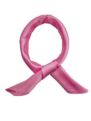 Women’s Solid Color Square Scarf Neckerchief (Rose Pink)