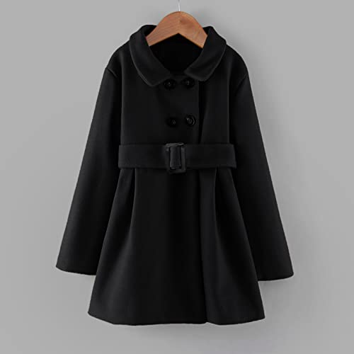 Girls Dress Coat Toddler Kids Winter Warm Jacket Long Sleeve Button Trench Coat Pocket Peacoat Outerwear3