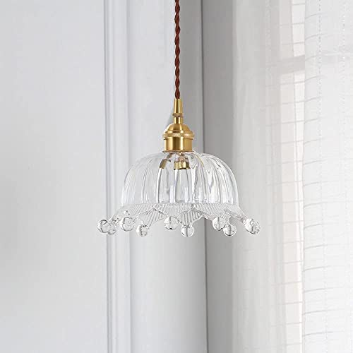 Lámpara colgante de vidrio en forma de flor para iluminar mesas de comedor