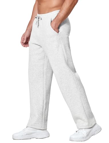 Image of Deyeek Men's Fleece Lined Sweatpants Open Bottom Straight Leg Sweat Pants for Mens Loose Fit Joggers Sweatpants with Pockets