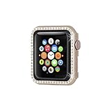 Henstar Compatible with Apple Watch Case 42mm,Compatible with iWatch Face Bling Crystal Diamonds Plate Cover Protective Frame Compatible with Apple Watch Series 3/2/1 (Gold-Diamond, 42mm)