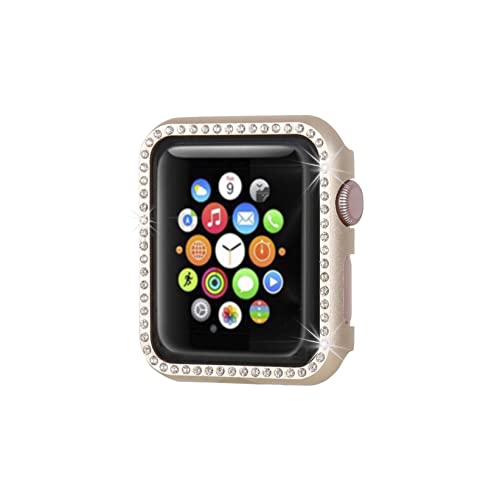 Henstar Compatible with Apple Watch Case 42mm,iWatch Face Bling Crystal Diamonds Plate Cover Protective Frame Compatible with Apple Watch Series 3/2/1 (Gold-Diamond, Series 3/2/1 42mm)