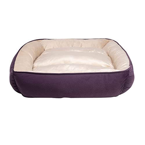 Long Rich Luxury Embossed Rectangle Micro Mink Dog And Pet Bed, Large, Burn Out Purple, By Happycare Textiles, 24"X34" #TOP3