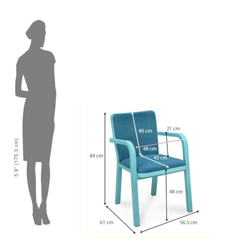 Image of Nilkamal Luxe Full-Back Cushioned Plastic Arm Chair | Stackable Chair | for Home, Living Room, Office, Outdoor, Balconies | Sapphire Blue