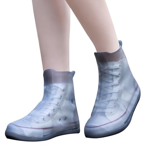 Image of Adorila Waterproof Silicone Shoe Cover, High-Top Rain Overshoes, Gray, XL