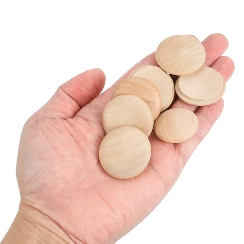 Image of uxcell 20Pcs Wood Button Plugs, 30mm /1.18 inch Hardwood Screw Hole Plug Mushroom Wooden Caps Buttons Wood Plug for Furniture Woodworking Craft Decor (35mm x 30mm)