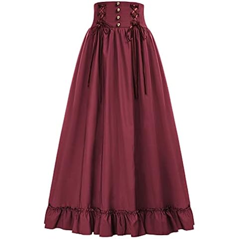 SCARLET DARKNESS Viktorianischer Maxirock für Damen, Vintage, edwardianisch, hohe Taille, A-Linie, Rock - Violett - Klein Cover