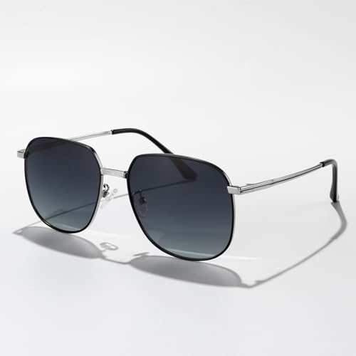 Classic Polarized Round Sunglasses for Men Oversized Round Frame Sunglasses UV Protection for Driving Golf Outdoor Activities