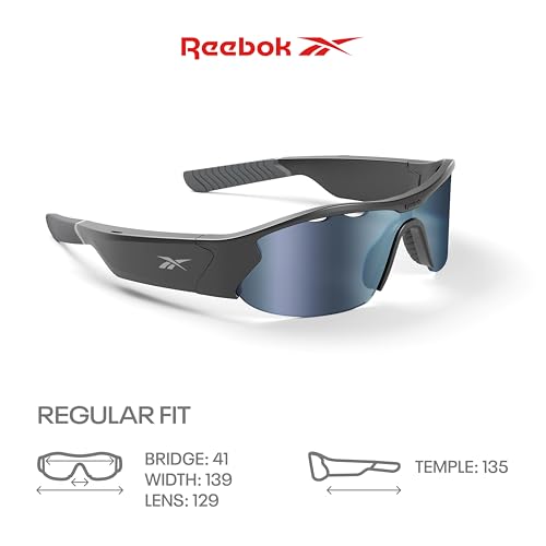 Image of Reebok Octane Smart Audio Sunglasses Powered by Lucyd | Silver Mirror Polarized Lens | HiFi Bluetooth Active Eyewear
