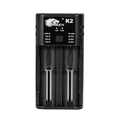 IMREN 18650 Battery Charger,Fast Charge Rechargeable for 3.7V Lithium Rechargeable Battery 10440 14500 17500 17670 18350 18650 18700 20700 21700 22650 25500,1.2V Ni-MH/Ni-Cd AA AAA C Battery (2 Bay)