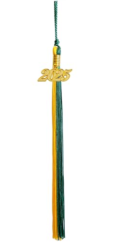 Image of 2025 Tassel Graduation,Green and Gold Tassel for Graduation Cap 2025