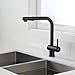 Auralum Grifo Cocina Negro, 2 Modos de Rociado Grifo Cocina Extraible, 360º Grifo Cocina Fregadero, Mezclador de Fregadero en Acero Inoxidable, Agua Frío y Calor Regulable