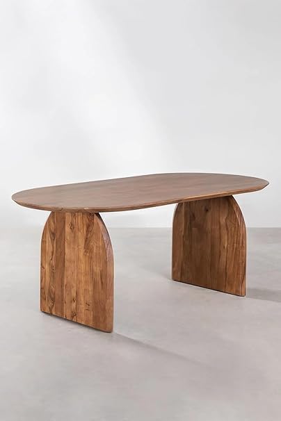 Image of Oval Wooden Dining Table | Dining Room Furniture | Mango Wood Dining | 200 x 105x 79.5 cms for Home (Black) (Brown)