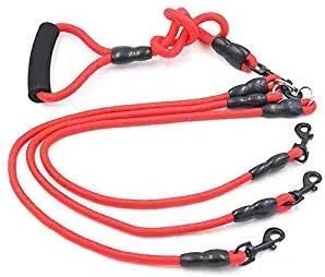 3 Way Dog Leash 3 in 1 Durable Nylon Dog Leash Multiple Dog Leash Triple Dog Leash with Padded Handle, 360° Swivel No Tangle Climbing…