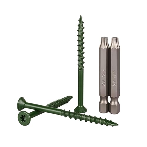 Vis à bois pour terrasse anticorrosion à revêtement époxy vert et tête Torx T25 x350