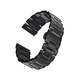 ACTINPANT 1 cinturino universale in acciaio inossidabile a doppio uso con gomito piatto da 19-24 mm, chiusura a farfalla a doppia pressione(Black,22mm)