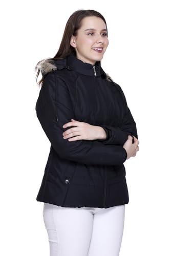 Image of Winter Puffer Jacket with Faux Fur Hood, Quilted, Full Zip, Burgundy
