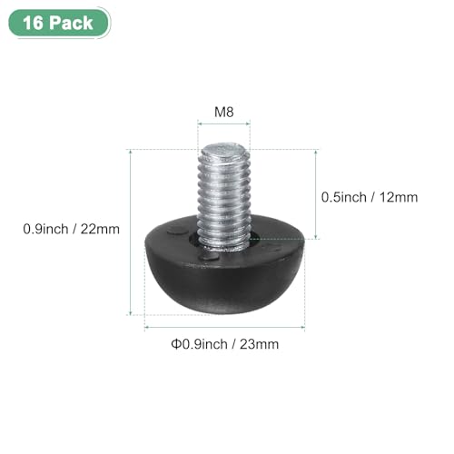 Image of M METERXITY 16-Pack Furniture Feet, M8 Thread Adjustable Furniture Levelers, Adjustable Leveling Feet Supports 5280LBS for Tables /Cabinets /Large Base Supports [Black]