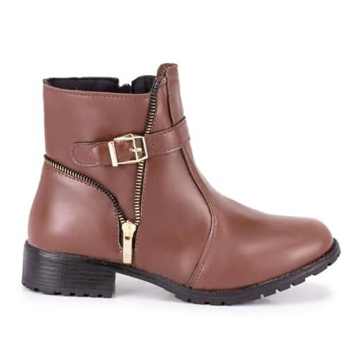 Bota Coturno Feminina Casual Tratorada e Reforçada com Zíper Lateral e Fivela (Café, BR, Adulto, Numérico, 38)
