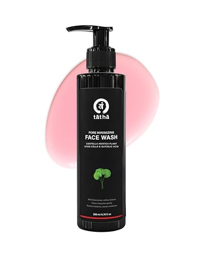 Image of Tatha Face Wash with Glycolic Acid, Niacinamide & Plant Stem Cells | Reduces Pores, Dead Skin & Pigmentation | Anti-Aging, Hydrating & Gentle Cleanser | Paraben & Sulphate Free (Pore Minimizing)