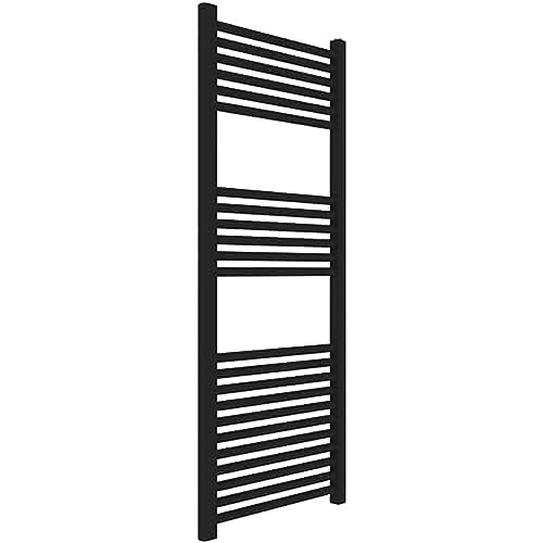 ERCOS Calienta toallas de baño Dimensiones 500x1200 MM Color del radiador Negro mate, Conexiones 1/2' Suministrado con kit de montaje y válvula termoestabilizadora y kit detentor 1/2'