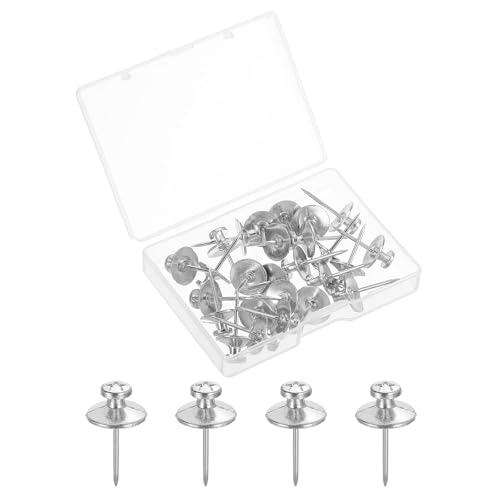 Image of uxcell 30 Pcs Double Headed Picture Hanging Nail, Zinc Alloy Push Pins Picture Hangers Double Headed Thumb Tacks for Hanging Pictures, Silver