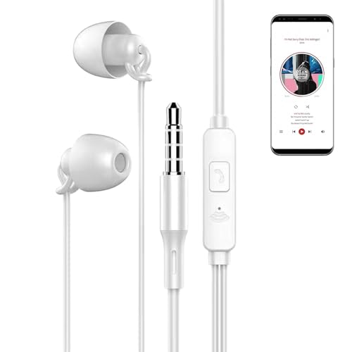 Auriculares para dormir con cable – Auriculares para dormir con cable, auriculares de silicona suave para dormir | Auriculares intrauditivos de 3.5 mm con cancelación de ruido ligeros para dormir para
