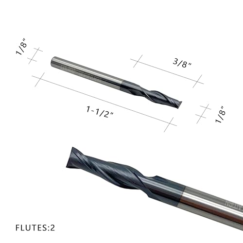 Image of Carbide Square End Mill - 2 Flute - 1 /8 inch 2T (5 Piece, 1 /8 inch) - for Milling Alloy Steels, Hardened Steel, Metal & More - Mill Bits Sets for DIYers & Professionals by LU&MN