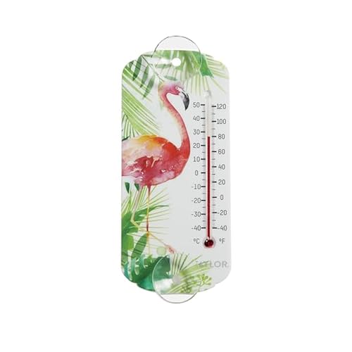 Taylor Flamingo Indoor Outdoor Suction Cup Thermometer, Decor for Patio, Pool, or Garage, 8 Inch...