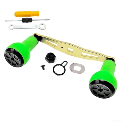 Carrete de pesca con mango de potencia para Abu Garcia y para carretes de tambor de cebo Daiwa S con brazo de aleación de aluminio CNC y pomos de silicona de 110 mm de longitud, color negro (mano
