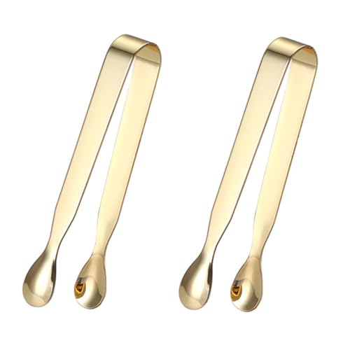 KICHOUSE 2pcs Stainless Steel Sugar Cube Tongs Square Sugar Cube Holder for Coffee Restaurant Mini Tongs