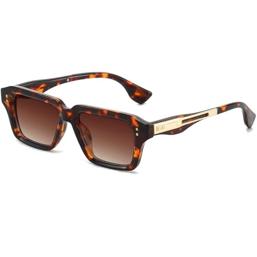 Image of AIEYEZO Rectangle Sunglasses for Men Women Fashion Square Frame Sun Glasses 90's Retro Designer Shades