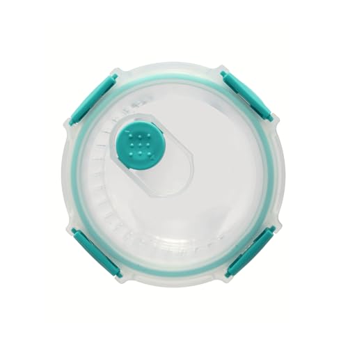 Image of Stegl 400ml Glass Food Container Airtight Storage Container with Slip-Vent Lid | Round Striped Design Meal Prep Food Container | Microwave & Fridge Safe