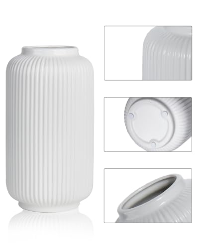 Vase blanc en céramique de 20cm, idée cadeau déco maison