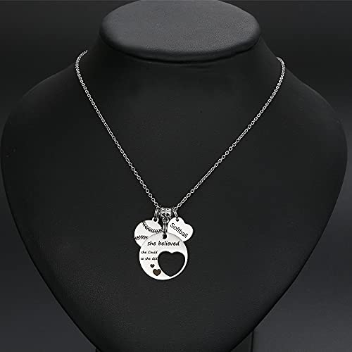 image for FYXYZ Softball Necklace Softball Gifts for Girls Women Teens Softball 