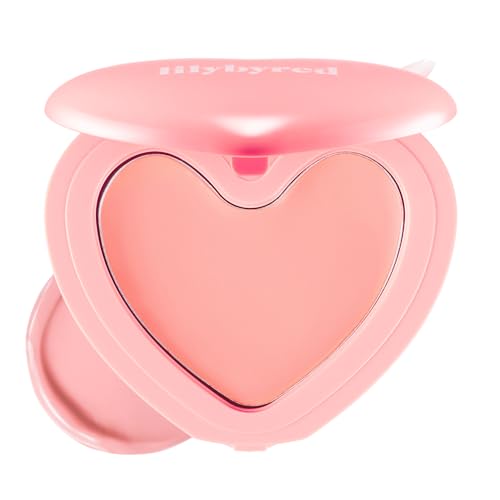 lilybyred Luv Beam Cheek Balm | Heart-Shaped Korean Cream Blush, Semi-Matte Finish, Long-Lasting, Blendable & Buildable, Soft Creamy Texture, Lightweight, Natural Flush, 0.12 oz. (06 Fluffy Peach)