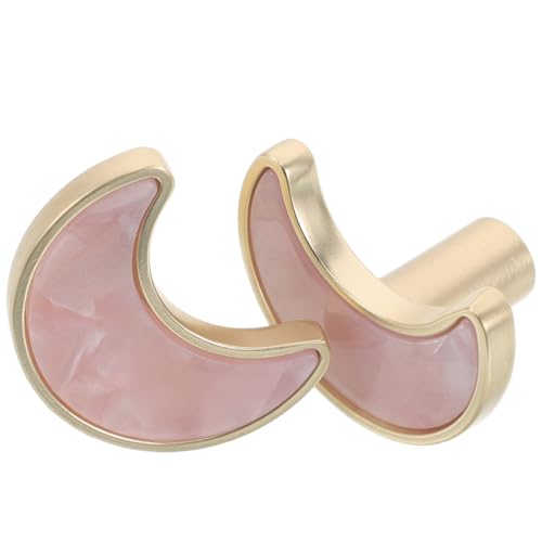 Ipetboom 1 Par de Pomos Metálicos Forma de Luna para Puertas y Cajones Aleación de Zinc Tamaño Pequeño Color Rosa Tiradores Decorativos para Armarios de Cocina y Habitaciones