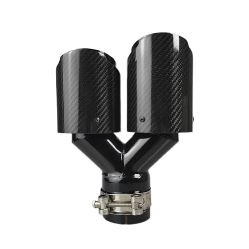 Tuyau d'Échappement Double Sortie Universel Inox Noir pour Voiture 76mm